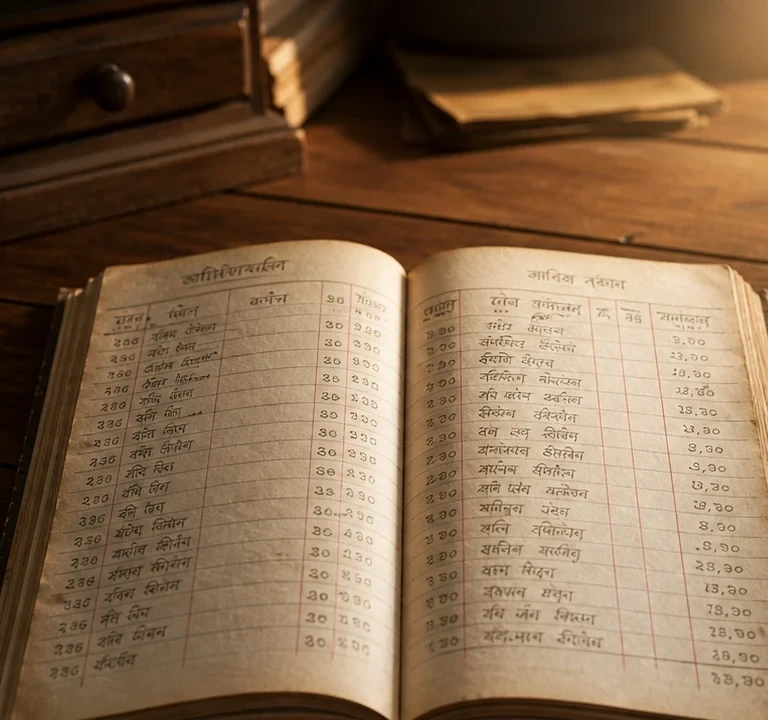 Old handwritten ledger on a desk